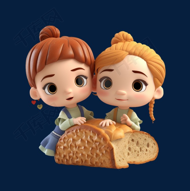 3D立体女孩面包食物