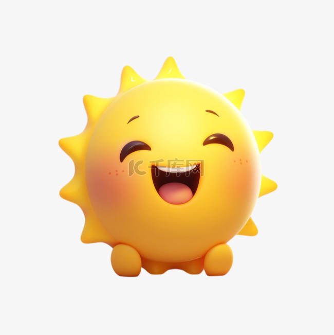 3D太阳笑脸小太阳夏季高温炎热