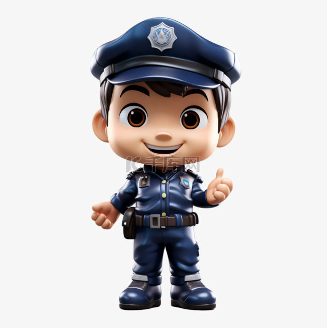 警察男人物3D可爱职业立体