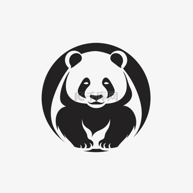 熊猫剪影标志设计模板图标logo