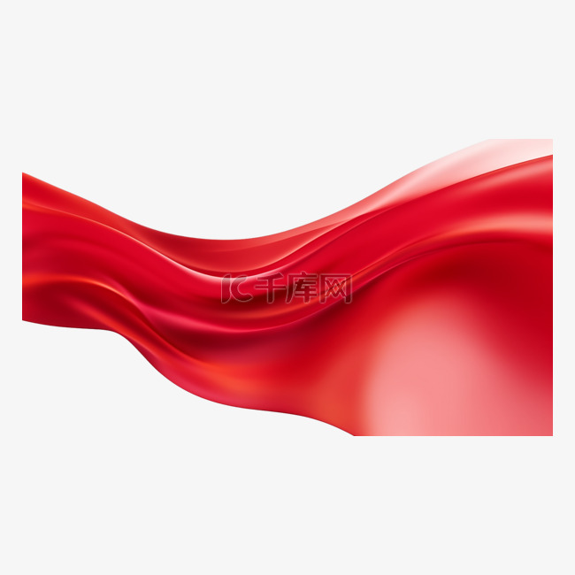 红色装饰宽型丝带飘带免扣元素