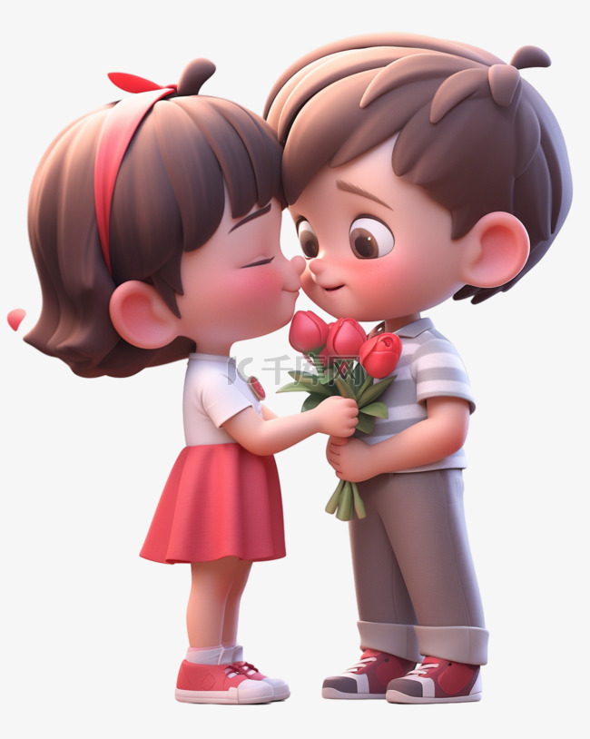 七夕情人节3D卡通立体可爱亲密