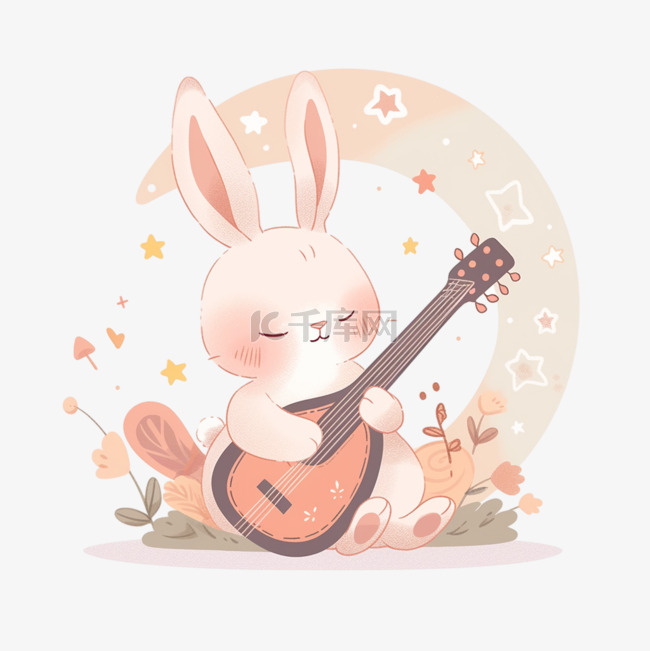 中秋节小兔子卡通手绘元素