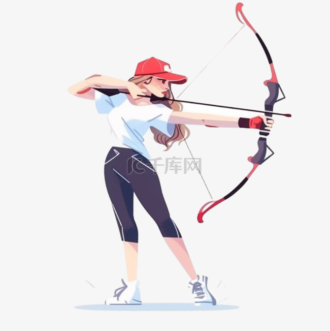 女人射箭比赛亚运会卡通手绘元素