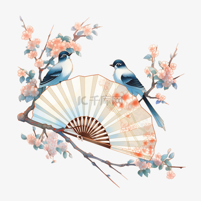 七夕情人节中国风传统两只喜鹊对
