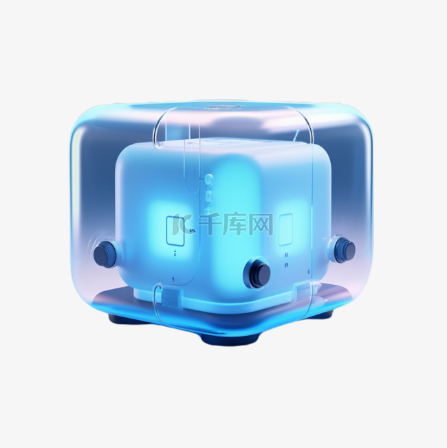 蓝色渐变玻璃质感透明3d物品icon