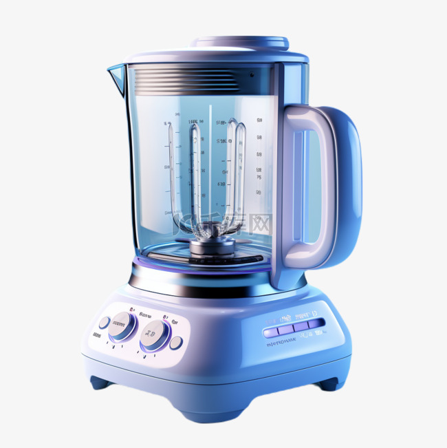 蓝色渐变玻璃质感透明3d榨汁机