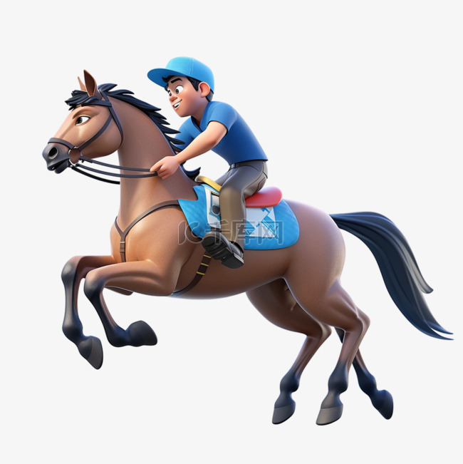 亚运会3D人物竞技比赛骑马的蓝