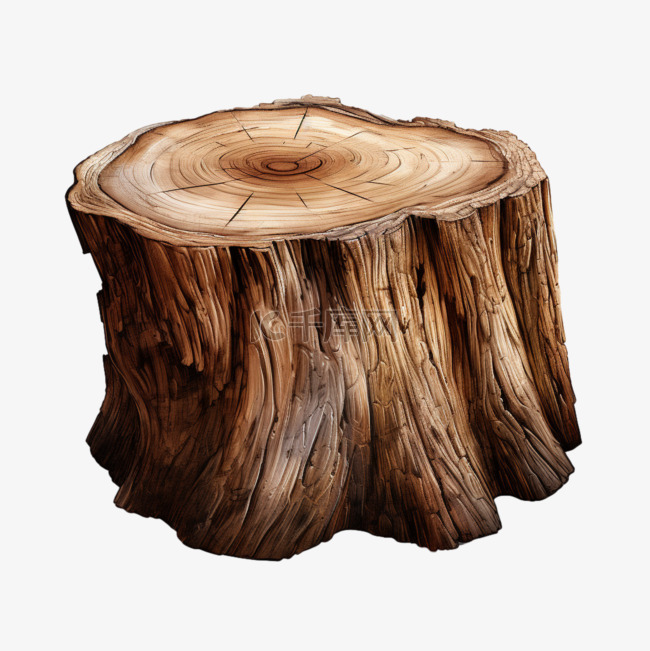 木桩锯掉的木头写实元素装饰图案
