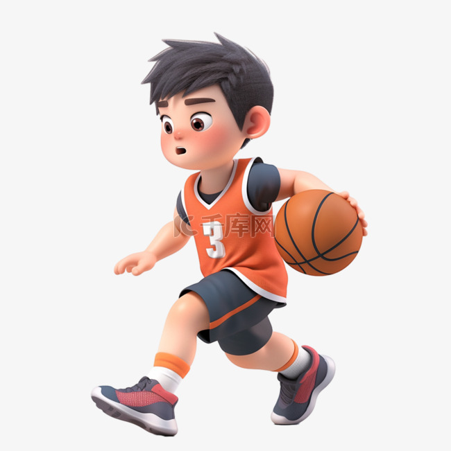 亚运会3D人物竞技比赛男孩打篮球