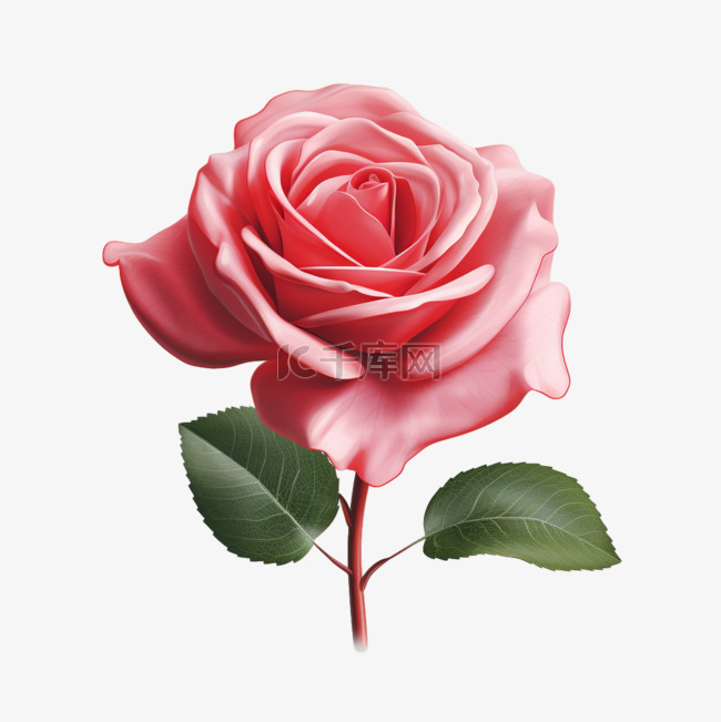 粉色玫瑰小清新写实元素装饰图案