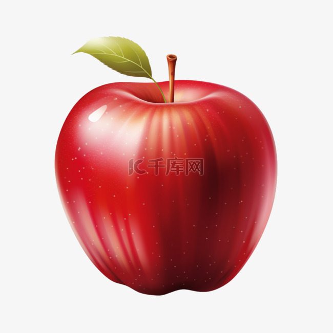 苹果水果带叶子新鲜写实AI元素