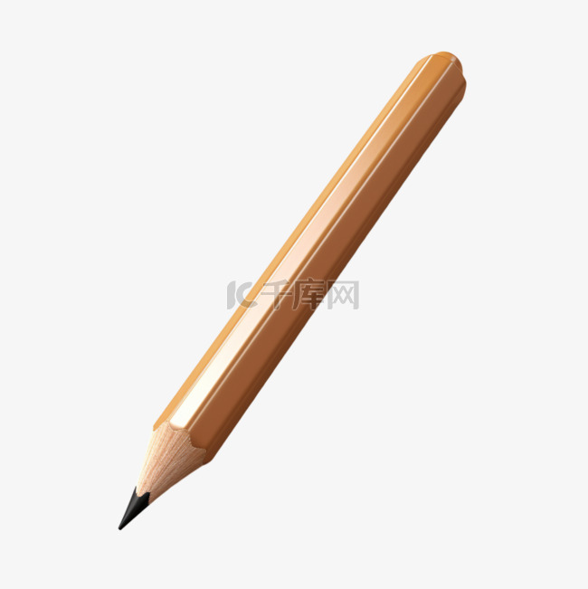 米色铅笔AI元素立体免扣图案