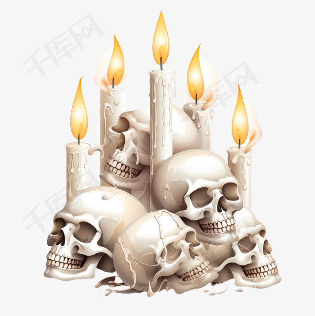 万圣节头骨和蜡烛