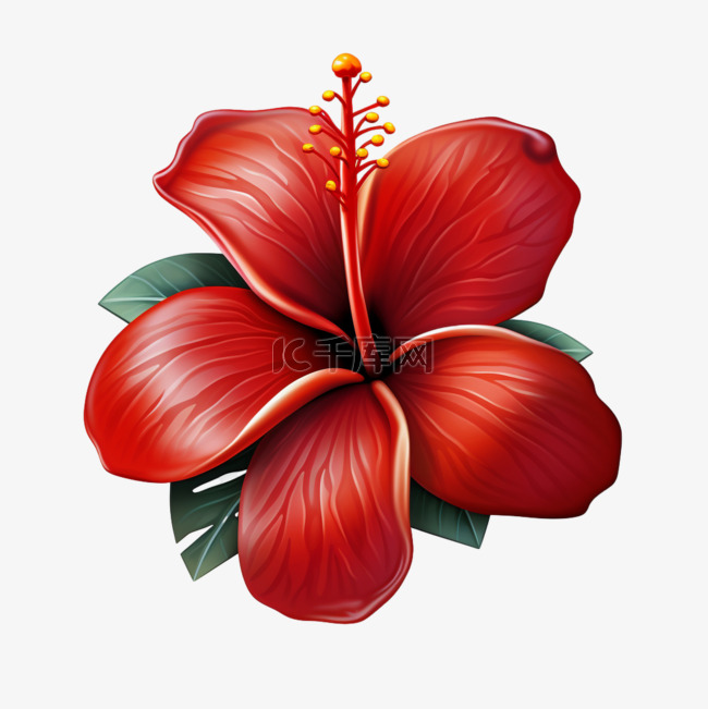 热带花朵海岛AI元素立体免扣图案