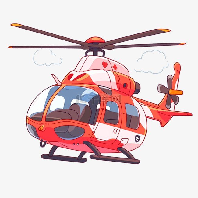 卡通元素飞机手绘交通工具直升机