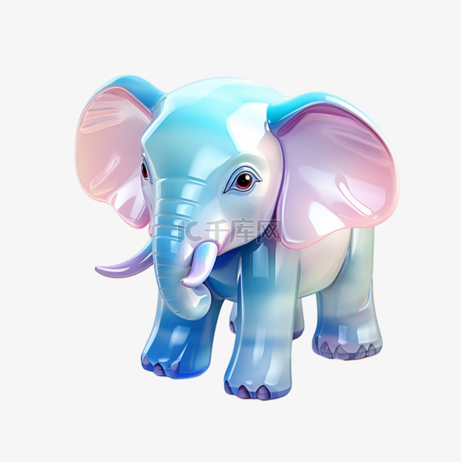 3D渐变质感大象动物可爱UI设