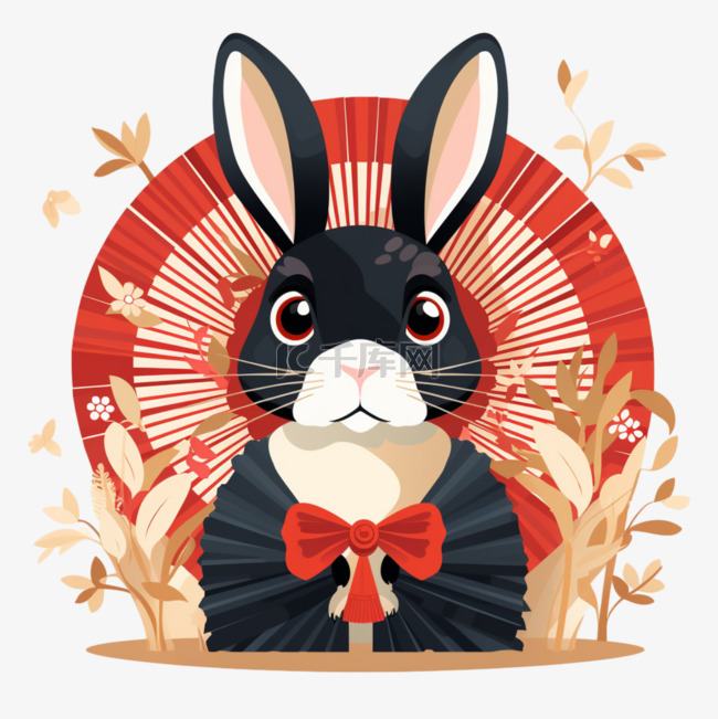 中秋节大眼萌兔兔子玉兔吉祥物卡