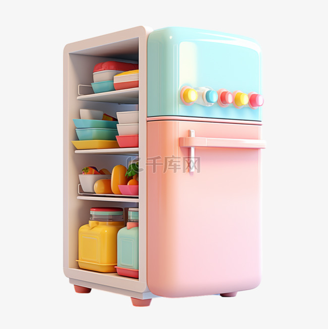 家具家电清新小冰箱配色3D美观