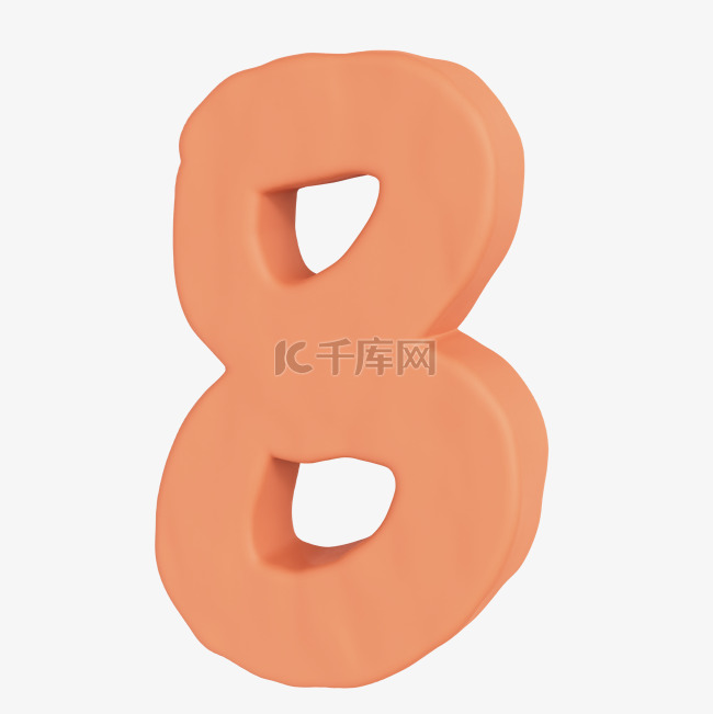 3D粘土数字8倒计时立体C4D