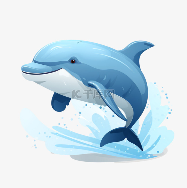 扁平鲸鱼蓝鲸动物可爱生动卡通绘