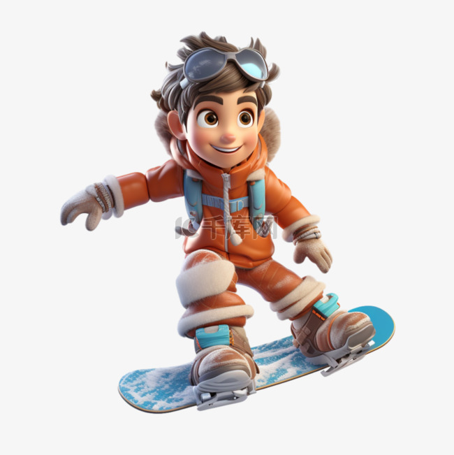3D亚运会运动员滑雪男孩锻炼比赛