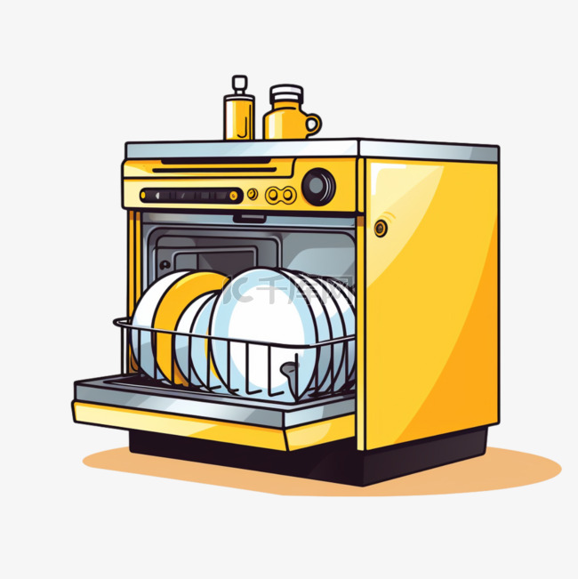洗碗机扁平黄色家电常见电器