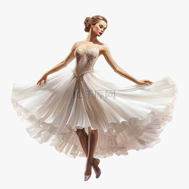 白色优雅裙子舞蹈家AI元素立体