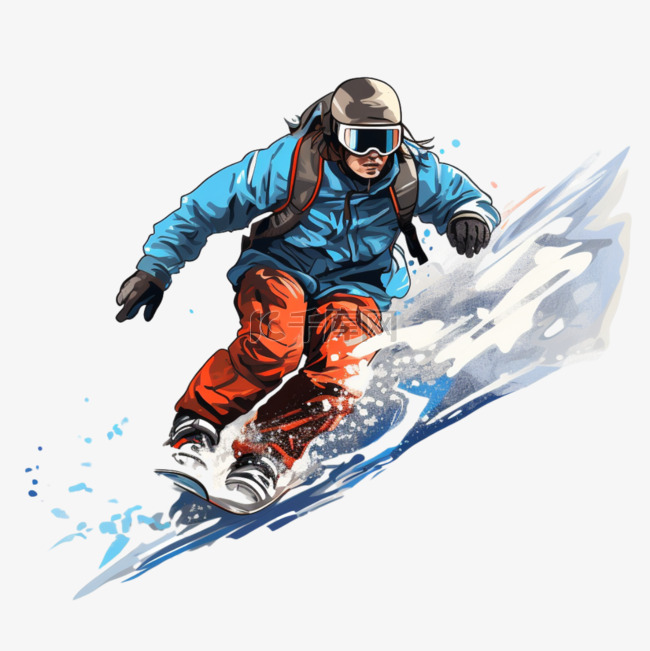 马克笔滑雪风格运动员亚运会运动
