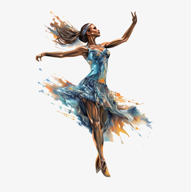 色彩舞者舞蹈AI元素立体免扣图案