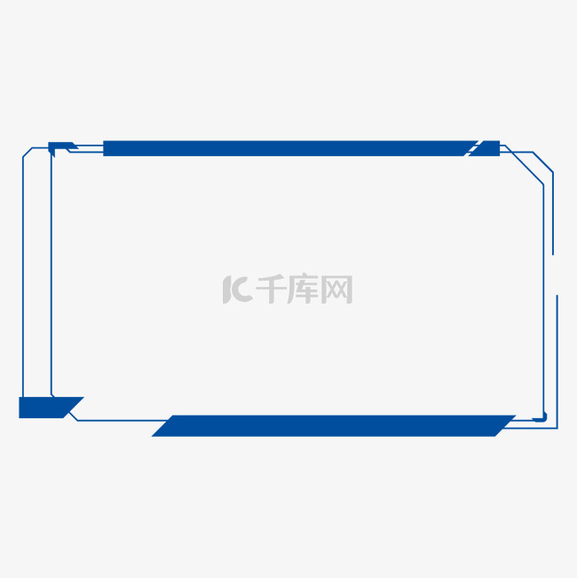 蓝色简约科技线条边框文本框