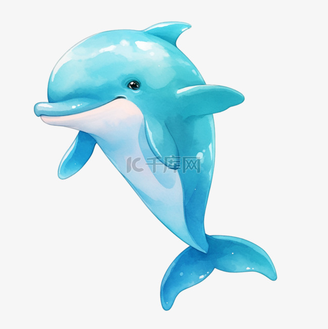 蓝色海豚手绘卡通元素