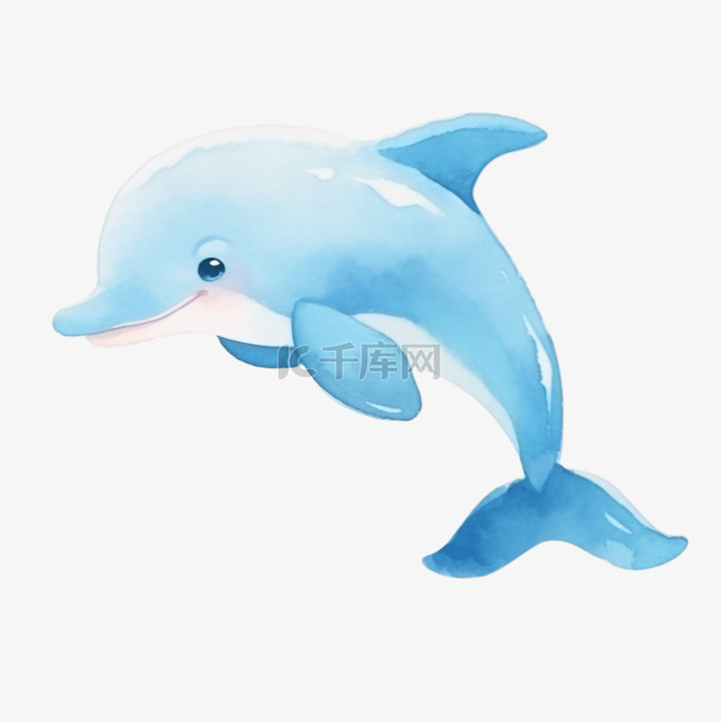 蓝色海豚手绘元素卡通
