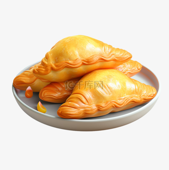 3D香酥夹心面包美食食物诱人立