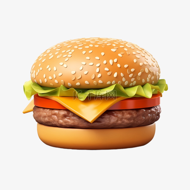 快餐汉堡3D可爱图标元素