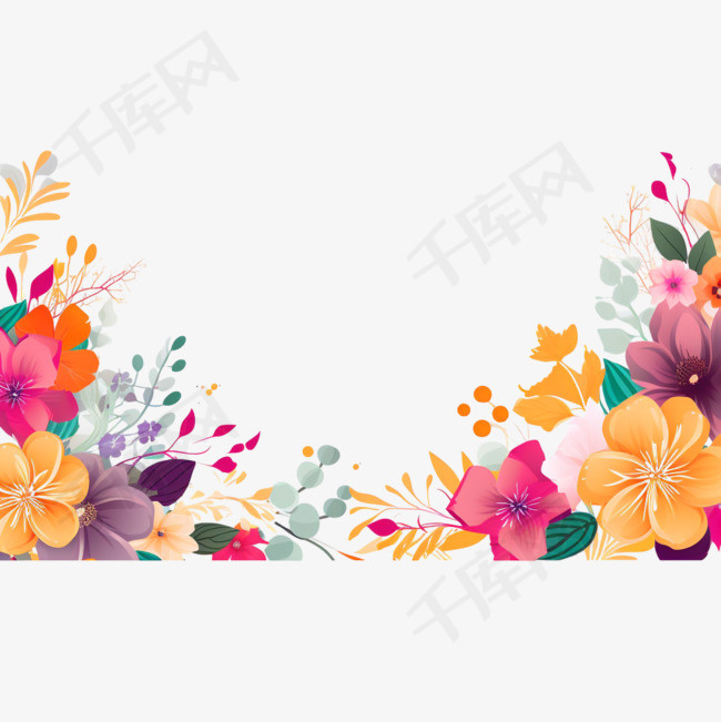 鲜花缤纷的春季花朵边框1