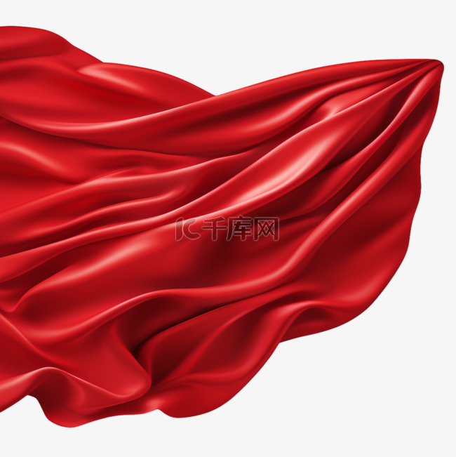 红色绸布飘动角度动态AI元素免