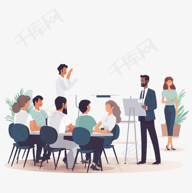 扁平化企业员工会议或团队合作培