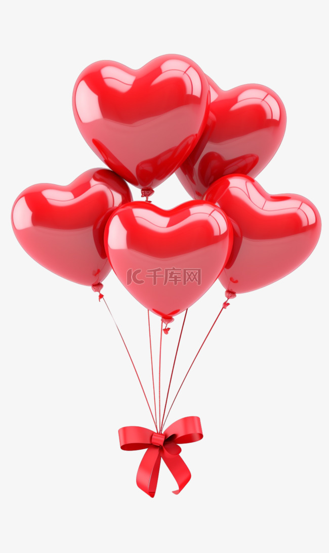 红色简约立体气球礼物节日元素