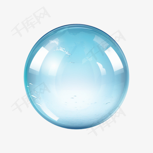 逼真的玻璃球3d光泽透明水晶球