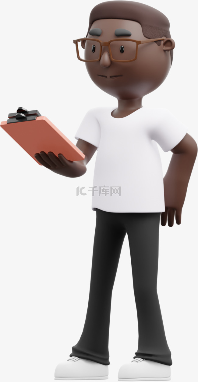 3D黑人男性阅读姿势