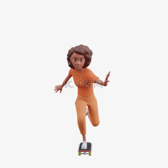 女人运动新姿势帅气3D棕色滑板