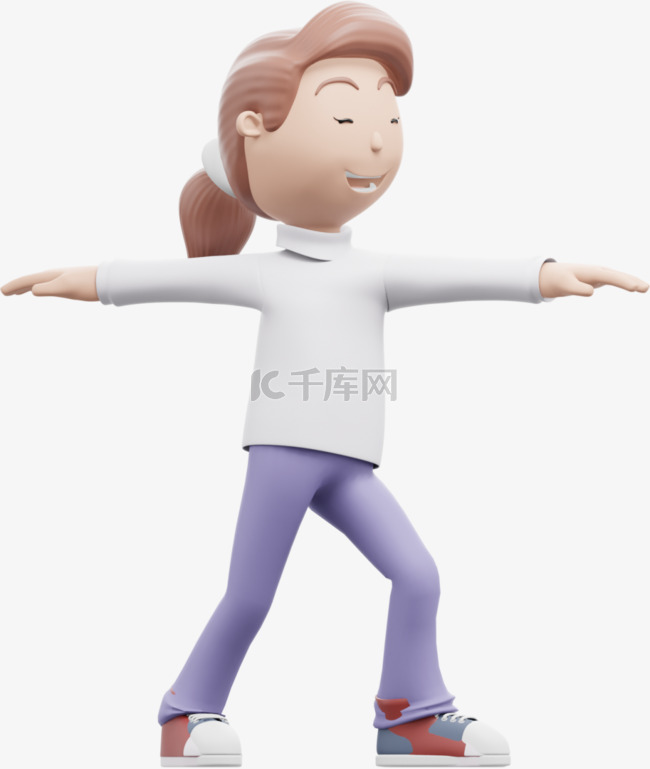 漂亮女性姿势动作元素3D白人女