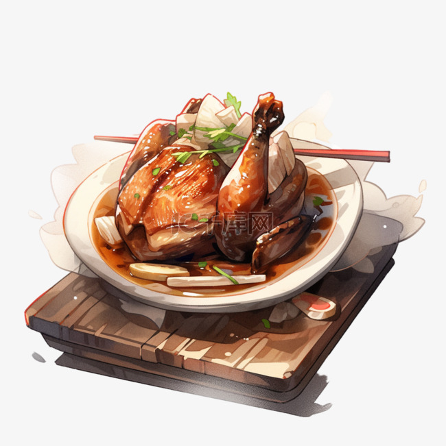 美食手绘北京烤鸭元素