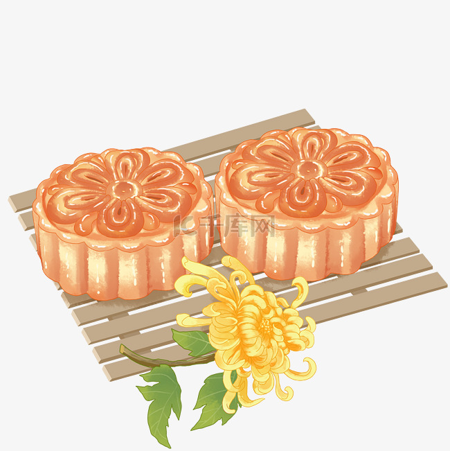 中秋节月饼菊花