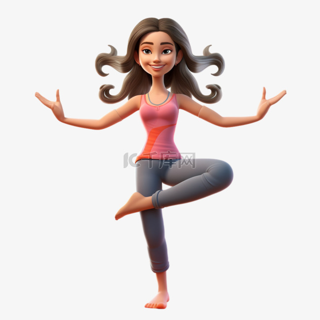 瑜伽动作女生运动养生免扣元素装