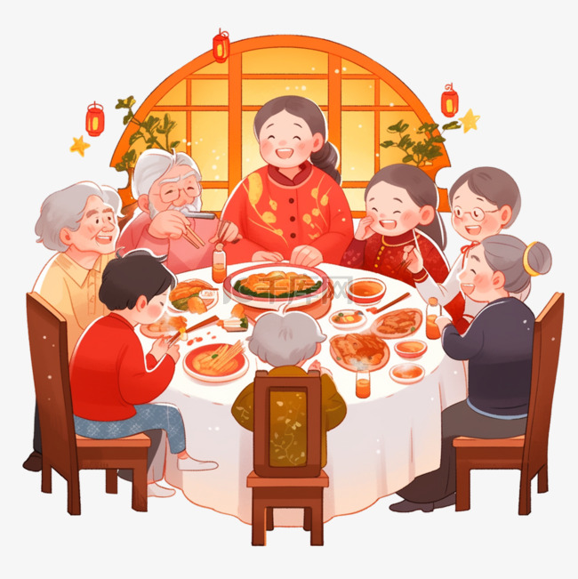 春节除夕元宵节家人吃团圆饭19