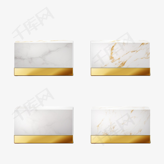 白色和金色空白方块大理石模板设
