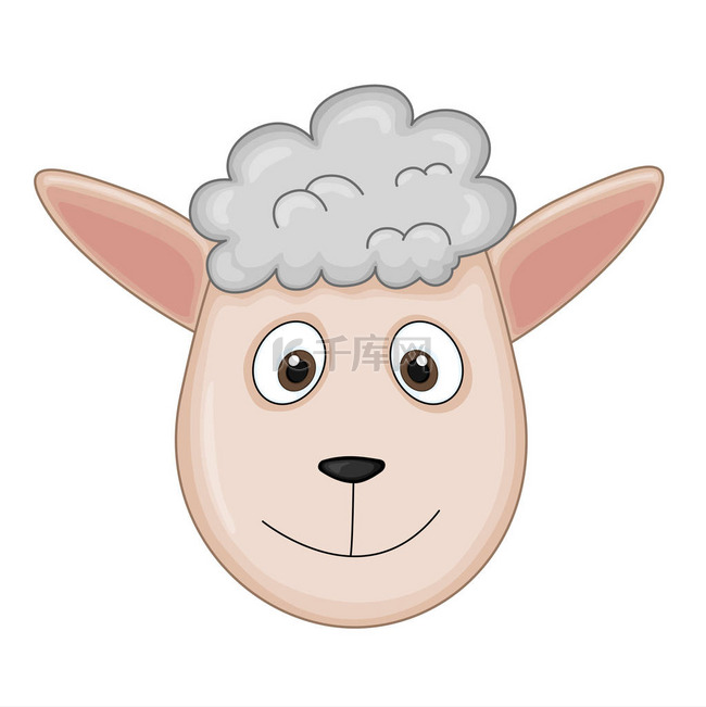 毛茸茸的灰色羊。卡通动物