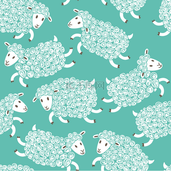 无缝模式与可爱的羊.